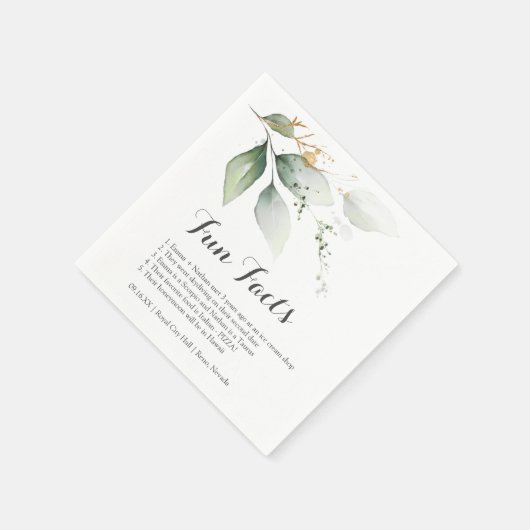 Serviette En Papier Fun Facts Green Gold Foliage feuille mariage (Coin)