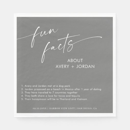 Serviette En Papier Fun Facts Mariage Cocktail Napkins (Devant)