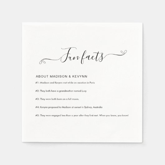 Serviette En Papier Fun Facts Mariage Napkins (Devant)