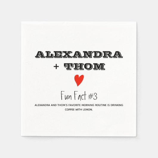 Serviette En Papier Fun Facts Mariage Napkins (Devant)