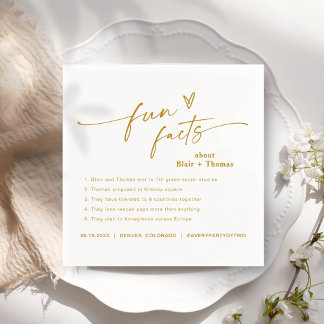 Serviette En Papier Fun Facts Moderne Chic Minimaliste Mariage serviet