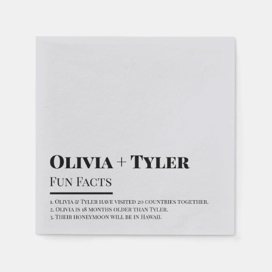 Serviette En Papier Fun Facts Moderne Réception de mariage Cocktail (Devant)