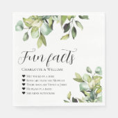 Serviette En Papier Fun Facts Newlyweets Green Botanical Mariage (Devant)