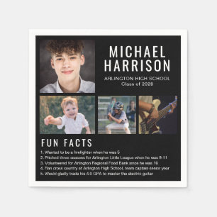 Serviette En Papier Fun Facts Photo Black Graduation Napkins