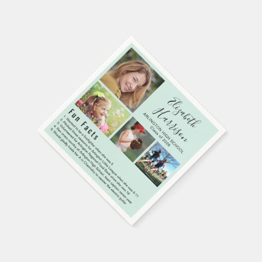 Serviette En Papier Fun Facts Photos Mint Graduation serviettes (Coin)