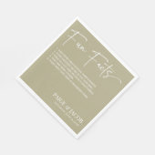 Serviette En Papier Fun Facts Sage Green Classic Minimal Mariage (Coin)
