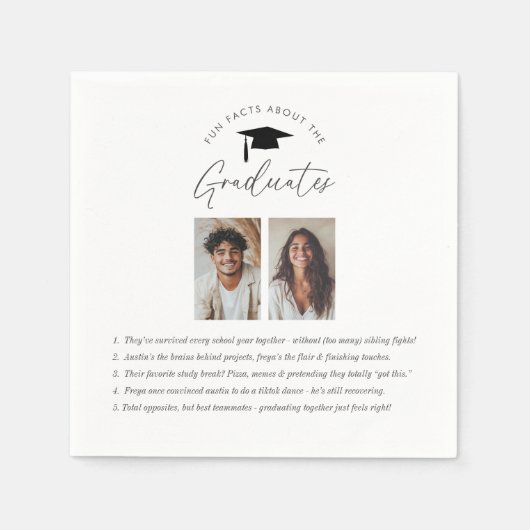Serviette En Papier Fun Facts sur les 2 diplômés (Devant)