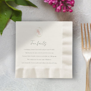 Serviette En Papier Fun Facts Vert & Rose Floral Mariage