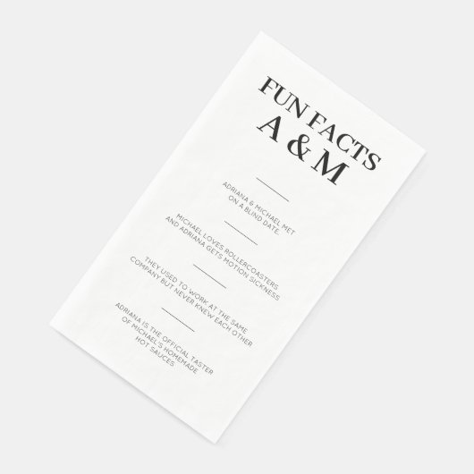 Serviette En Papier Fun Faits modernes Audacieux Typographie Mariage (Coin)