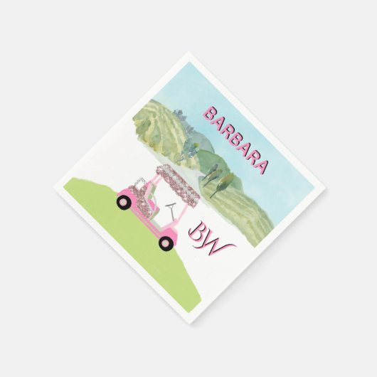 Serviette En Papier Fun Fem Golf Panier Pittoresque Custom Monogramme  (Coin)