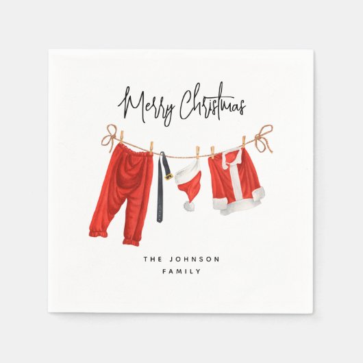 Serviette En Papier Fun Festive Père Noël la ligne de linge Noël (Devant)