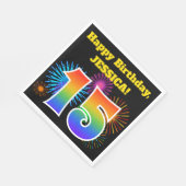 Serviette En Papier Fun Fireworks + Rainbow Motif "15" Anniversaire # (Coin)