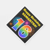 Serviette En Papier Fun Fireworks + Rainbow Motif "16" Anniversaire # (Coin)