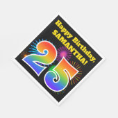 Serviette En Papier Fun Fireworks + Rainbow Motif "25" Anniversaire # (Coin)