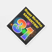 Serviette En Papier Fun Fireworks + Rainbow Motif "31" Anniversaire # (Coin)