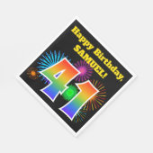 Serviette En Papier Fun Fireworks + Rainbow Motif "41" Anniversaire # (Coin)