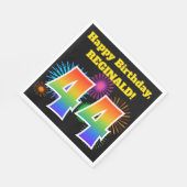 Serviette En Papier Fun Fireworks + Rainbow Motif "44" Anniversaire # (Coin)