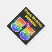 Serviette En Papier Fun Fireworks + Rainbow Motif "55" Anniversaire # (Coin)