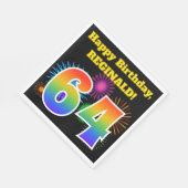 Serviette En Papier Fun Fireworks + Rainbow Motif "64" Anniversaire # (Coin)