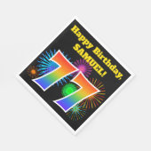 Serviette En Papier Fun Fireworks + Rainbow Motif "77" Anniversaire # (Coin)