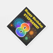 Serviette En Papier Fun Fireworks + Rainbow Motif "8" Anniversaire # (Coin)