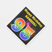 Serviette En Papier Fun Fireworks + Rainbow Motif "95" Anniversaire # (Coin)