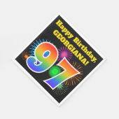 Serviette En Papier Fun Fireworks + Rainbow Motif "97" Anniversaire # (Coin)