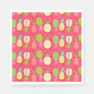 Serviette En Papier Fun framboise coloré ananas à motif