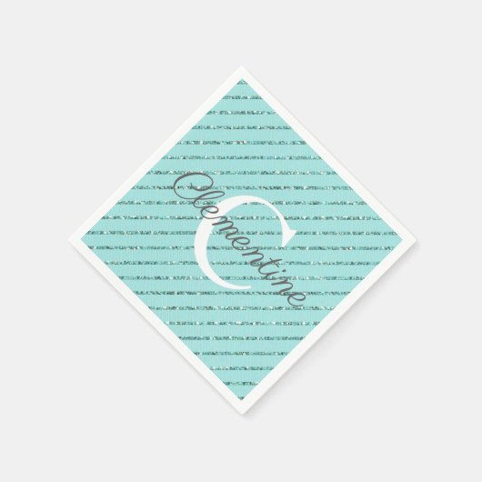 Serviette En Papier Fun Girl Turquoise Blue Parties scintillant rayure (Coin)