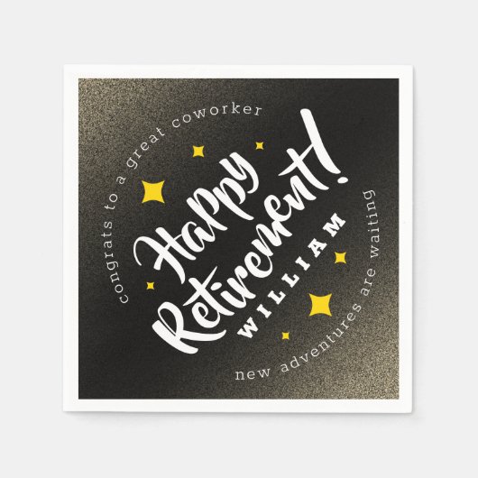 Serviette En Papier Fun Gold Glitter Stars Retirement New Adventures (Devant)