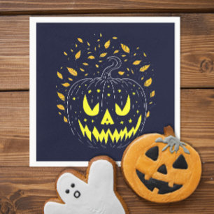 Serviette En Papier Fun Halloween Black Jack-o'-lantern Citrouille Éff