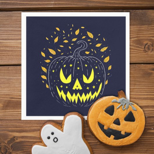 Serviette En Papier Fun Halloween Black Jack-o'-lantern Citrouille Éff