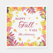 Serviette En Papier Fun Happy Fall Y'all automne Feuilles papier (Devant)
