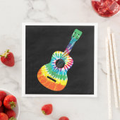 Serviette En Papier Fun Hippie Rainbow Tie Dye Acoustic Guitar Premium (En situation)