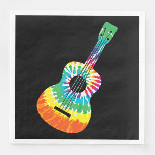 Serviette En Papier Fun Hippie Rainbow Tie Dye Acoustique Guitare Prem