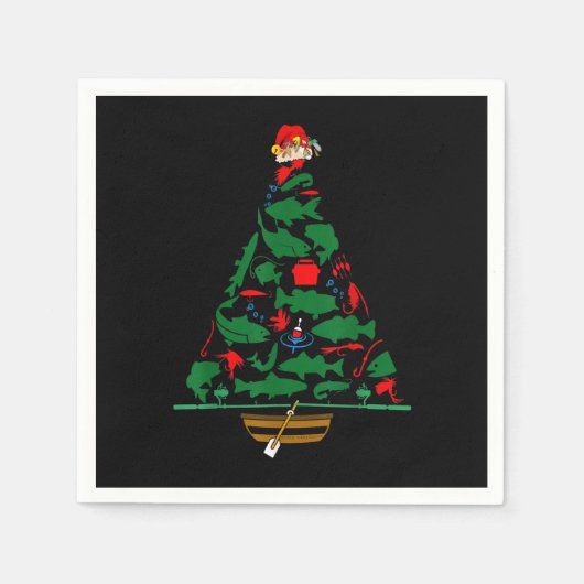 Serviette En Papier Fun Holiday Fisherman's Fishing Christmas Tree (Devant)