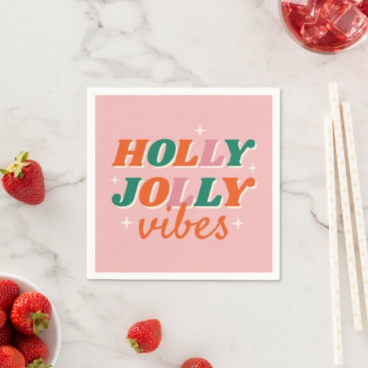 Serviette En Papier Fun Holly Jolly Vibes Design de Noël (En situation)