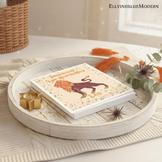 Serviette En Papier Fun Leo Premier Anniversaire & Gold Confetti