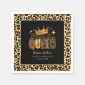 Serviette En Papier Fun Leopard Anniversaire Reine Soixante Anniversai (Devant)