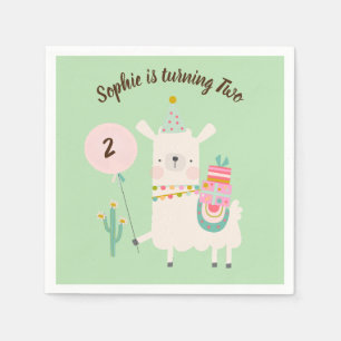 Serviette En Papier Fun Llama Fun Lime Green fête d'anniversaire