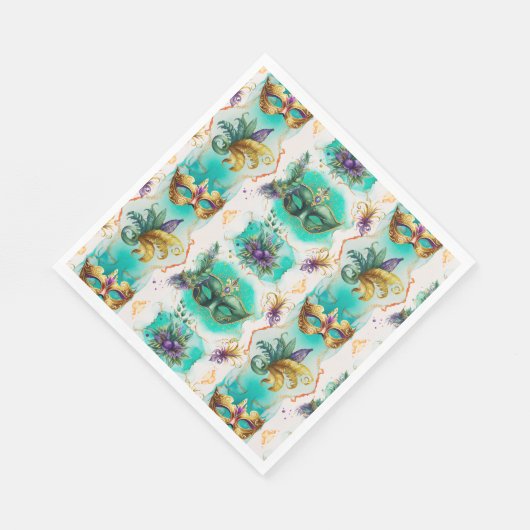 Serviette En Papier Fun Mardi Gras Masques (Coin)