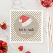 Serviette En Papier Fun Mariage de Noël moderne avec Red Santa Hat (En situation)