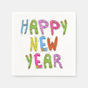 Serviette En Papier Fun Moderne Bonne Année   Vacances