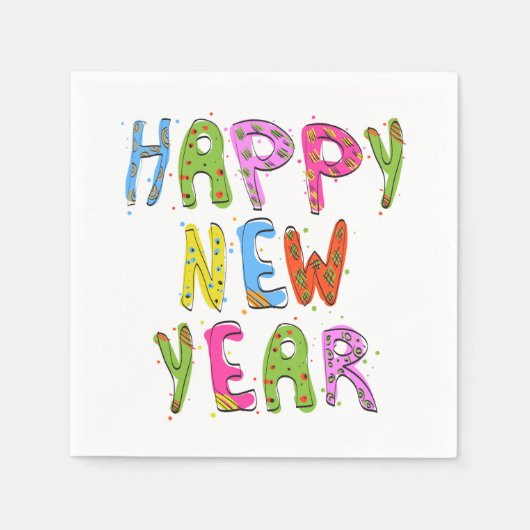 Serviette En Papier Fun Moderne Bonne Année | Vacances (Devant)