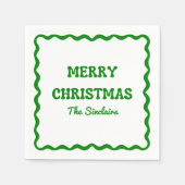 Serviette En Papier Fun Moderne Vague Bordure Verte Noël fête (Devant)