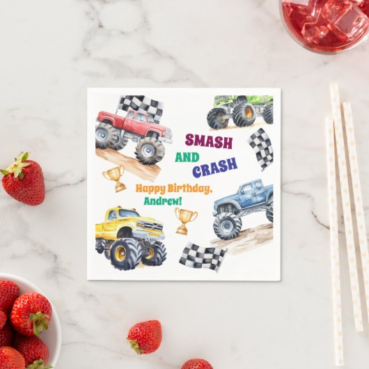 Serviette En Papier Fun Monster Trucks Birthday Party (En situation)