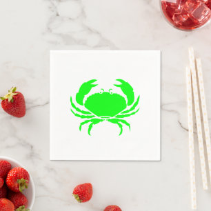 Serviette En Papier Fun néon vert crabes motif mignon moderne