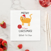 Serviette En Papier Fun Orange Chat Meowy Noël Party Napkin (En situation)