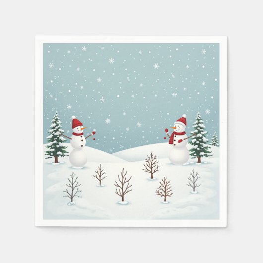 Serviette En Papier Fun party et repas avec snowman (Devant)