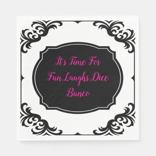 Serviette En Papier Fun Pink Black White Bunc Dice Party (Devant)